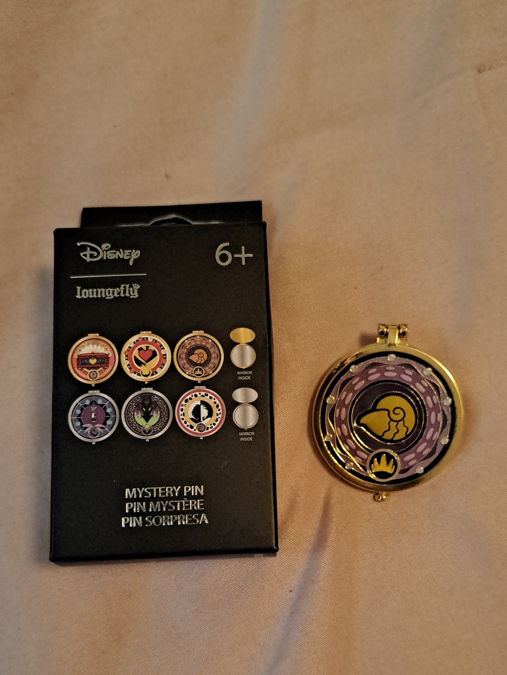 Disney Loungefly Purple & Gold Mystery Pin Compact Mirror